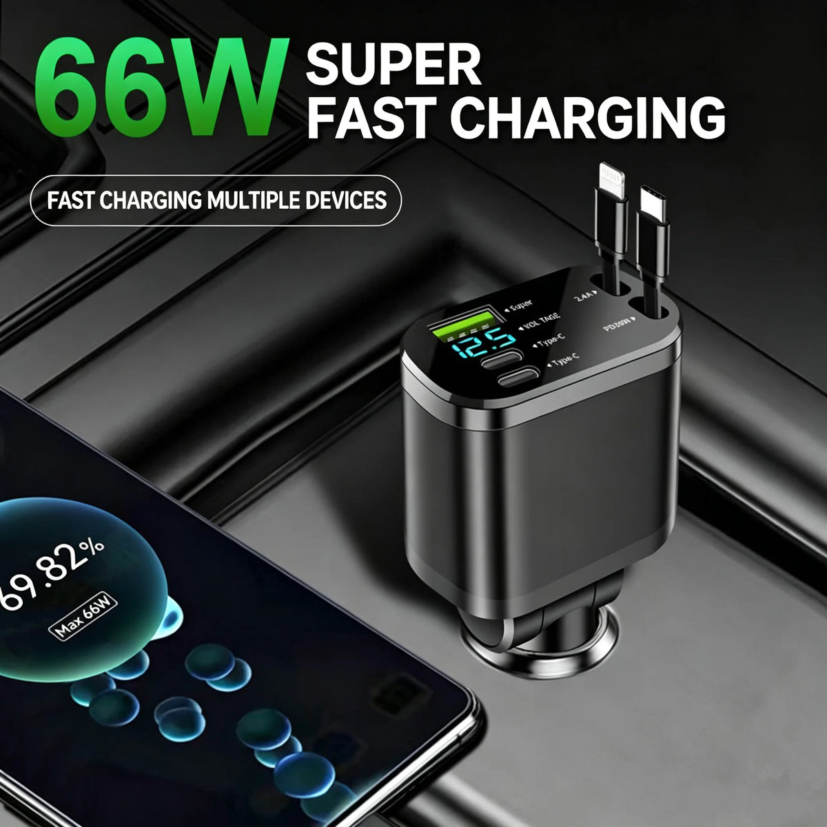 🚗 VELOQO ChargeHub 66W – 5-in-1 Auto-Ladegerät