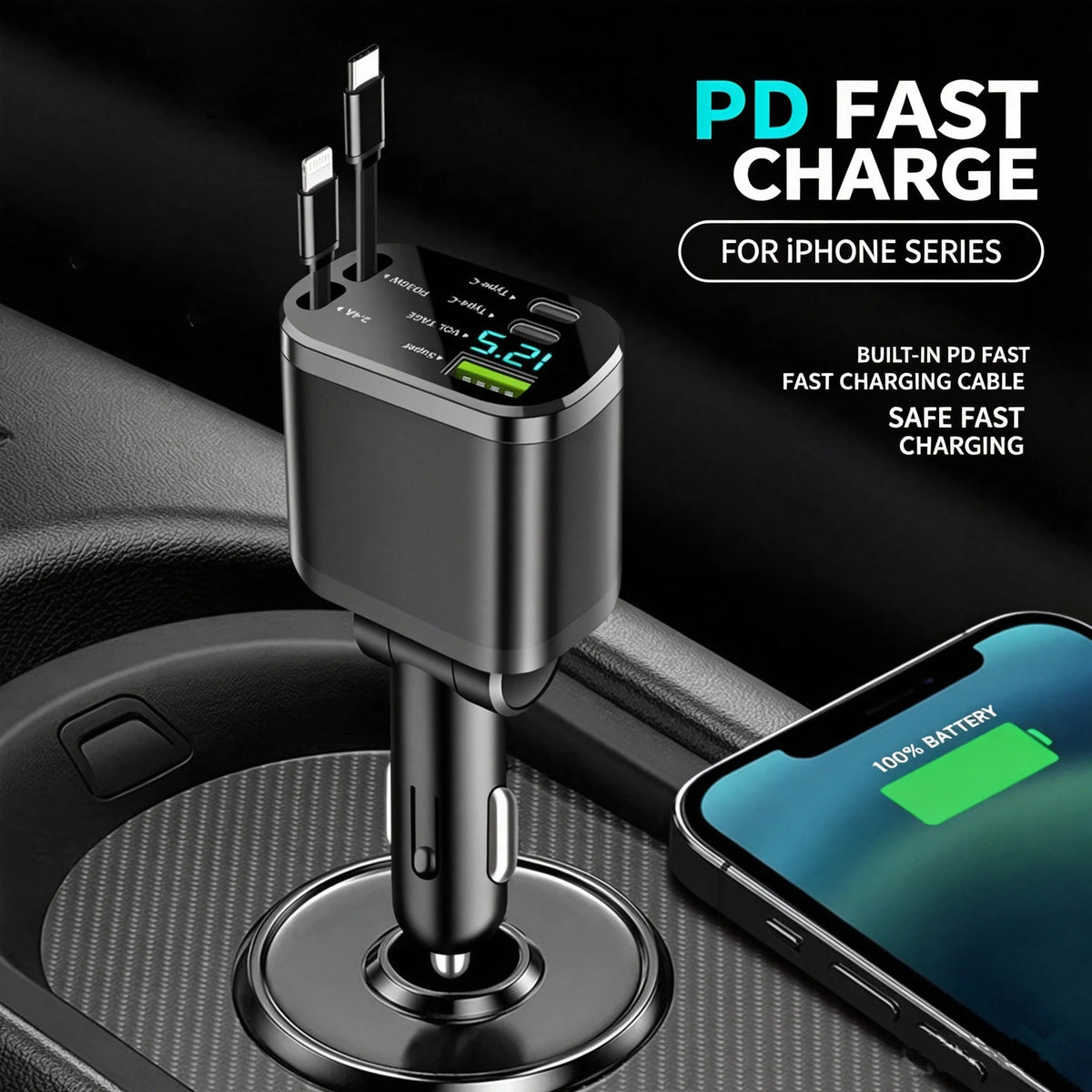 🚗 VELOQO ChargeHub 66W – 5-in-1 Auto-Ladegerät